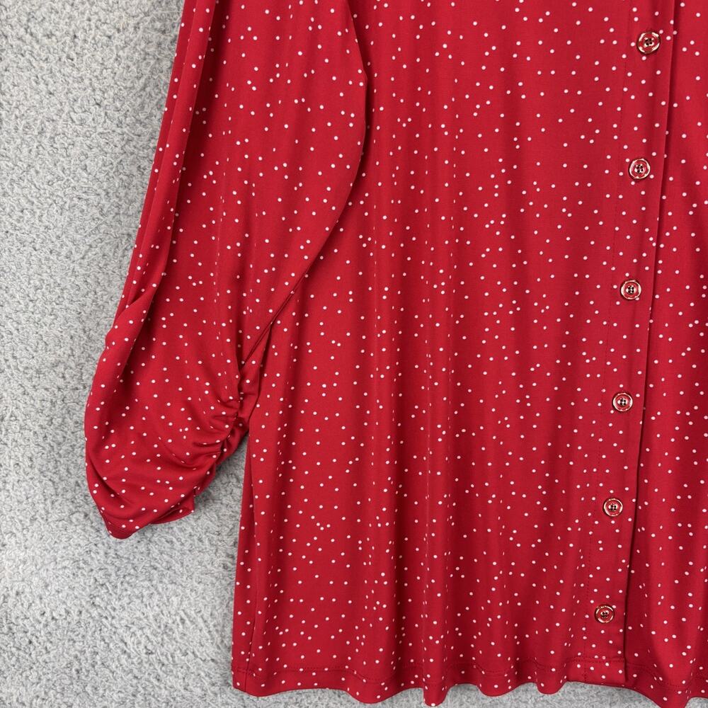 Susan Graver Tunic Top 1X Liquid Knit Polka Dot Career Travel Stretch 3/4 sleeve - Picture 3 of 12